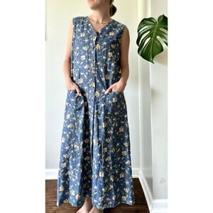 Vintage Womens Pendleton Floral Blue Sleeveless Dress